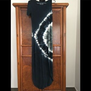 Blue Life Asymmetrical deep blue tie die dress